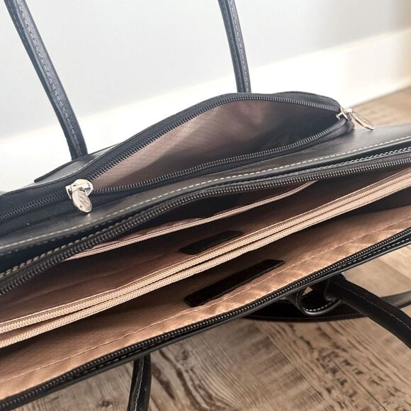 Mcklein Lake Forest Ladies Leather Laptop Brief Case Removable - Black bag - Picture 8 of 15